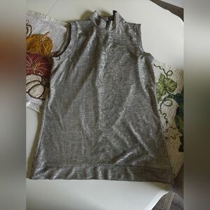 Chelsea & Theodore Sleeveless Mock Neck Metallic Top